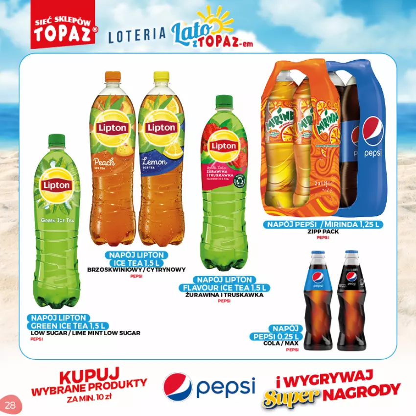 Gazetka promocyjna Topaz - Gazetka - ważna 05.07 do 05.09.2021 - strona 28 - produkty: Ice tea, Lipton, Mirinda, Pepsi