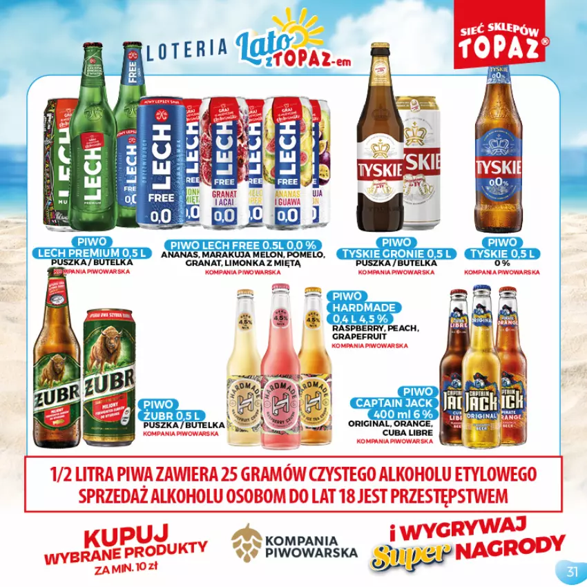 Gazetka promocyjna Topaz - Gazetka - ważna 05.07 do 05.09.2021 - strona 31 - produkty: Ananas, Captain Jack, Gin, Gra, Granat, Limonka, Melon, Piwo, Pomelo