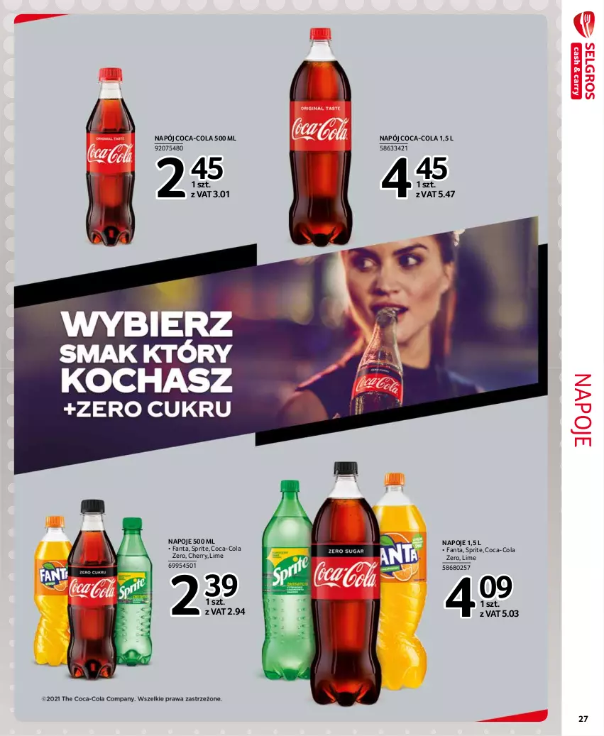 Gazetka promocyjna Selgros - Extra Oferta - ważna 01.04 do 30.04.2021 - strona 27 - produkty: Coca-Cola, Fa, Fanta, Napój, Napoje, Sprite