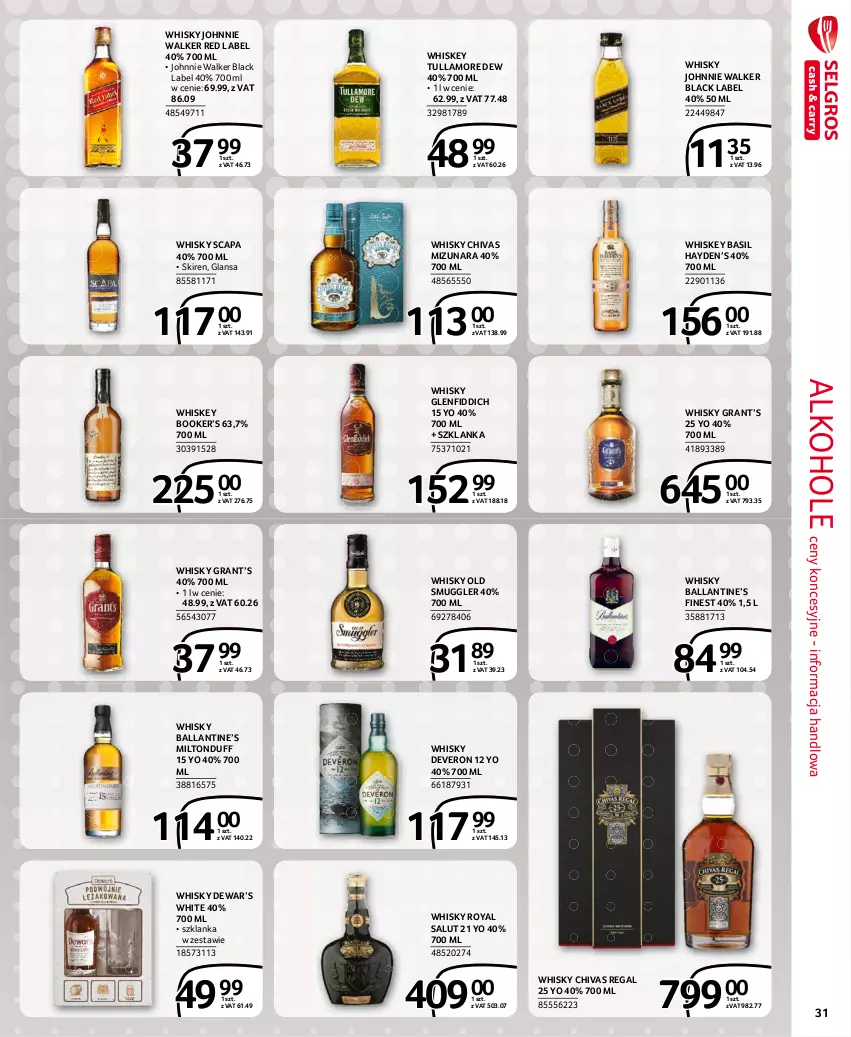 Gazetka promocyjna Selgros - Extra Oferta - ważna 01.04 do 30.04.2021 - strona 31 - produkty: Alkohole, Gra, Johnnie Walker, Lack, Szklanka, Tullamore Dew, Whiskey, Whisky