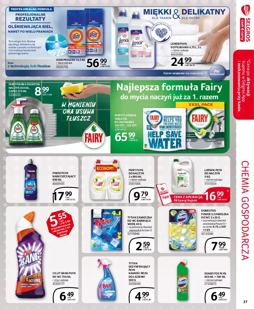 Gazetka promocyjna Selgros - Extra Oferta - ważna 01.04 do 30.04.2021 - strona 37 - produkty: Cillit Bang, Do mycia naczyń, Domestos, Fa, Fairy, Finish, Lenor, LG, Ludwik, Płyn do płukania, Płyn do wc, Płyn nabłyszczający, Tablet, Tera, Tytan, Vizir, Zawieszka do wc