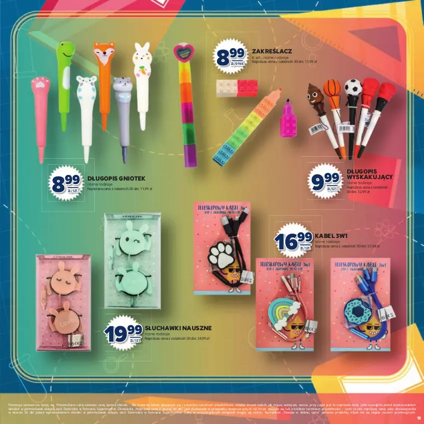 Gazetka promocyjna Stokrotka - Katalog Witaj Szkoło! - ważna 13.08 do 01.09.2025 - strona 13 - produkty: Długopis, Mięso, Owoce, Słuchawki, Warzywa