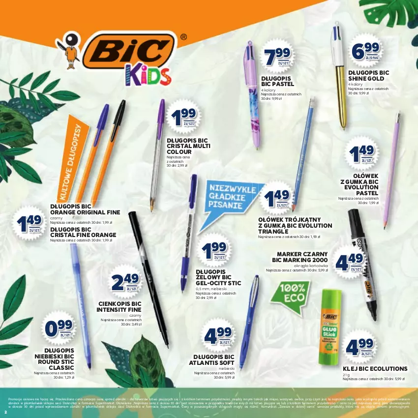 Gazetka promocyjna Stokrotka - Katalog Witaj Szkoło! - ważna 13.08 do 01.09.2025 - strona 2 - produkty: BIC, Długopis, Gin, Klej, Marker, Mięso, Owoce, Warzywa