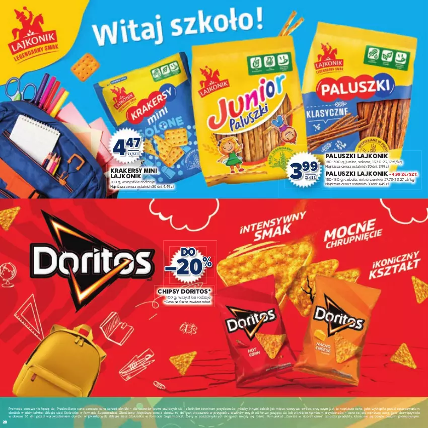 Gazetka promocyjna Stokrotka - Katalog Witaj Szkoło! - ważna 13.08 do 01.09.2025 - strona 28 - produkty: Cebula, Chipsy, Krakersy, Lajkonik, Mięso, Owoce, Warzywa