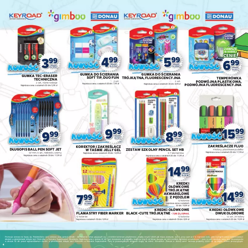 Gazetka promocyjna Stokrotka - Katalog Witaj Szkoło! - ważna 13.08 do 01.09.2025 - strona 4 - produkty: Długopis, Flamastry, Lack, Marker, Mięso, Owoce, Pudełko, Ser, Warzywa