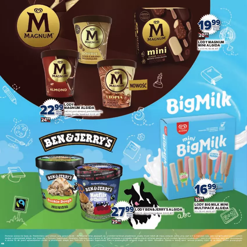 Gazetka promocyjna Stokrotka - Katalog Witaj Szkoło! - ważna 13.08 do 01.09.2025 - strona 44 - produkty: Algida, Big Milk, LG, Lion, Lody, Mięso, Owoce, Top, Warzywa