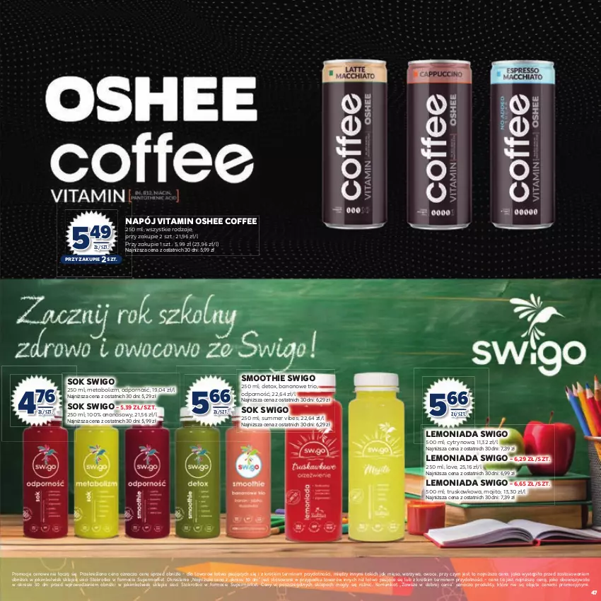 Gazetka promocyjna Stokrotka - Katalog Witaj Szkoło! - ważna 13.08 do 01.09.2025 - strona 47 - produkty: Ananas, Lemoniada, Mięso, Napój, Oshee, Owoce, Por, Smoothie, Sok, Warzywa