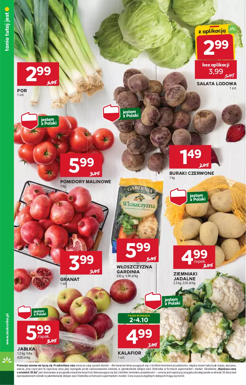 Gazetka promocyjna Stokrotka - Market - ważna 02.10 do 08.10.2025 - strona 12 - produkty: Buraki, Gra, Granat, Jabłka, Kalafior, Mięso, Owoce, Pomidory, Por, Sałat, Sałata lodowa, Warzywa, Ziemniaki