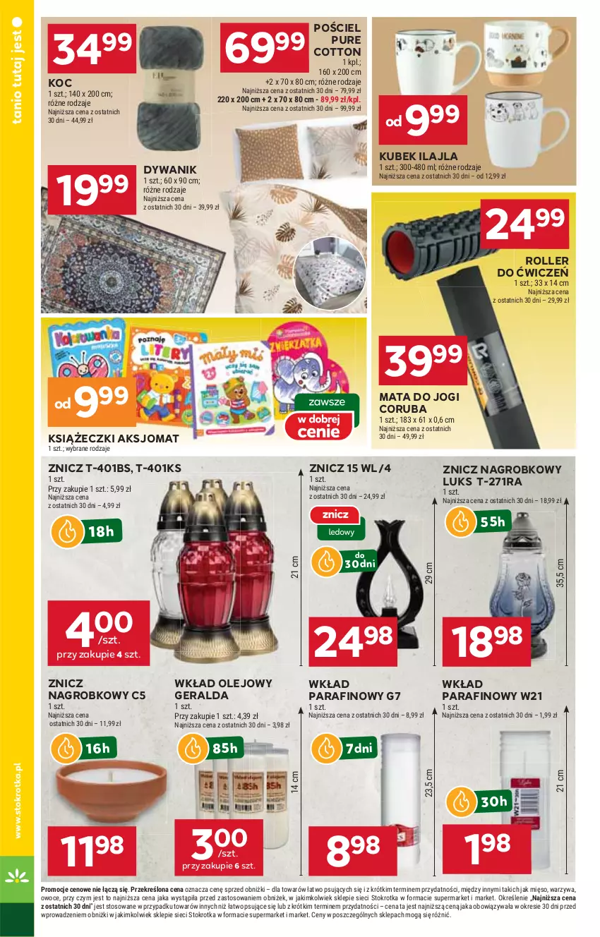 Gazetka promocyjna Stokrotka - Market - ważna 02.10 do 08.10.2025 - strona 28 - produkty: Dywan, Dywanik, Koc, Kubek, Mata do jogi, Mięso, Olej, Owoce, Pościel, Pur, Roller, Warzywa, Wkład olejowy, Znicz