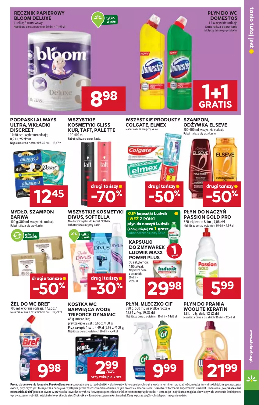 Gazetka promocyjna Stokrotka - Market - ważna 02.10 do 08.10.2025 - strona 29 - produkty: Always, Always Ultra, Bref, Cif, Colgate, Discreet, Domestos, Elmex, Elseve, Gliss Kur, Gra, LG, Ludwik, Mięso, Mięta, Mleczko, Mydło, Odżywka, Owoce, Palette, Papier, Płyn do prania, Płyn do wc, Podpaski, Ręcznik, Szampon, Taft, Warzywa, Wkładki, Woolite