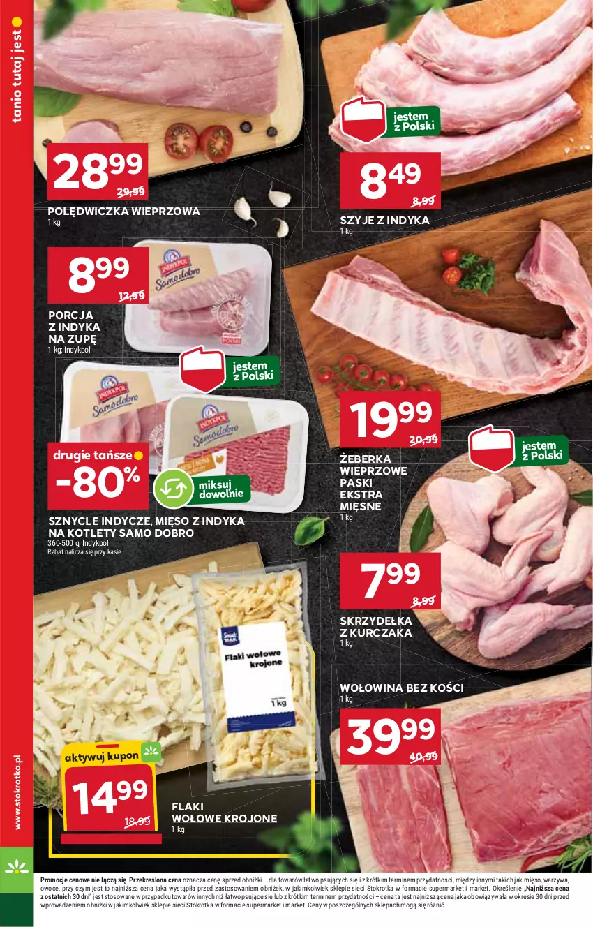 Gazetka promocyjna Stokrotka - Market - ważna 02.10 do 08.10.2025 - strona 6 - produkty: Flaki, Flaki wołowe, Kotlet, Kurczak, Mięso, Mięso z indyka, Owoce, Polędwiczka wieprzowa, Por, Skrzydełka z kurczaka, Warzywa, Wołowina, Wołowina bez kości