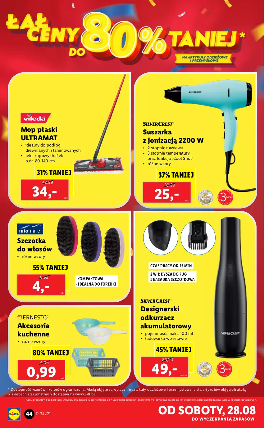 Gazetka promocyjna Lidl - GAZETKA - ważna 23.08 do 29.08.2021 - strona 44 - produkty: Akumulator, Gra, Mop, Odkurzacz, Rama, Suszarka, Szczotka, Szczotka do włosów, Teleskop, Top, Warka