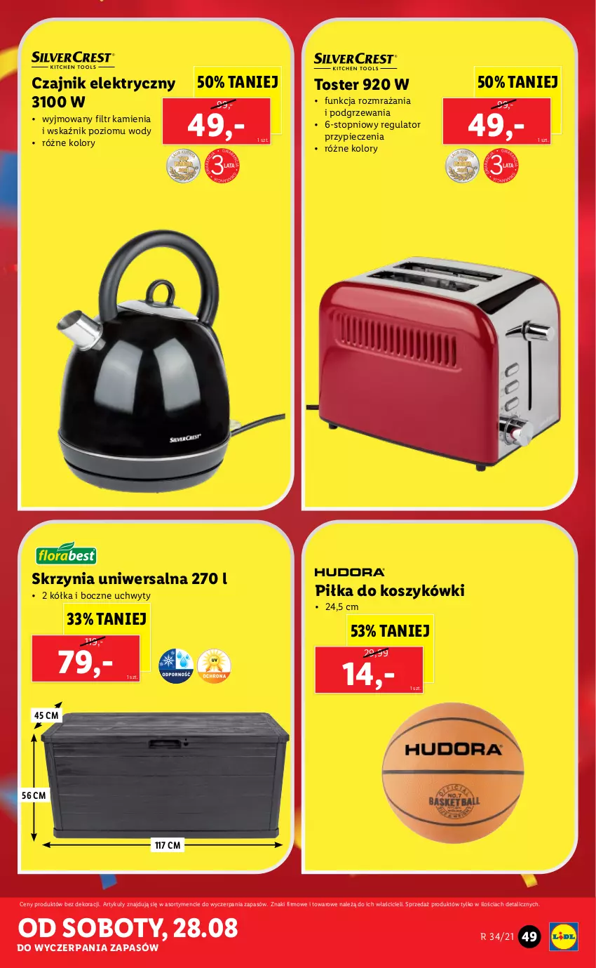 Gazetka promocyjna Lidl - GAZETKA - ważna 23.08 do 29.08.2021 - strona 49 - produkty: Czajnik, Czajnik elektryczny, Kosz, Piec, Top, Toster, Uchwyty