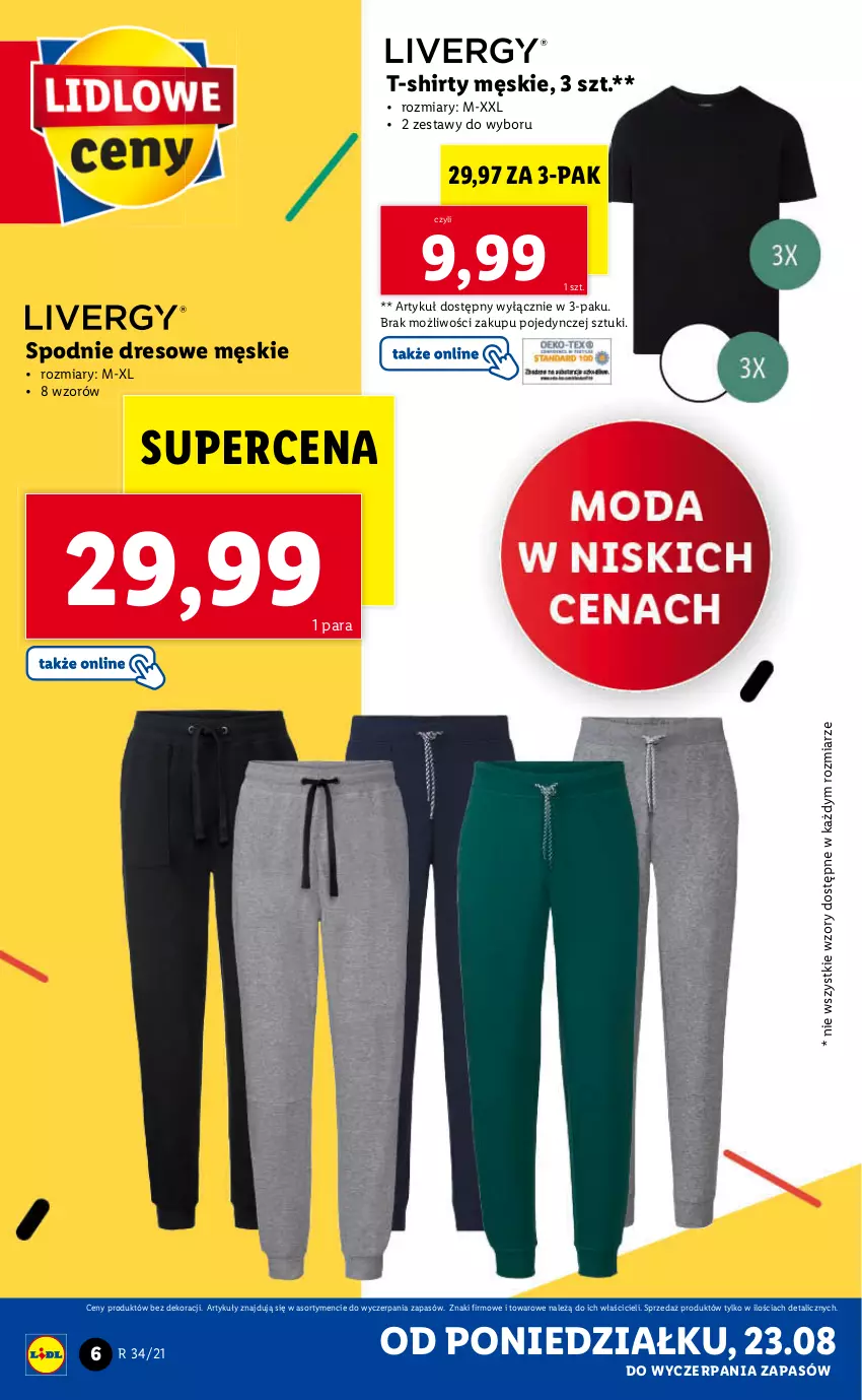 Gazetka promocyjna Lidl - GAZETKA - ważna 23.08 do 29.08.2021 - strona 6 - produkty: Dres, Spodnie, Spodnie dresowe, T-shirt