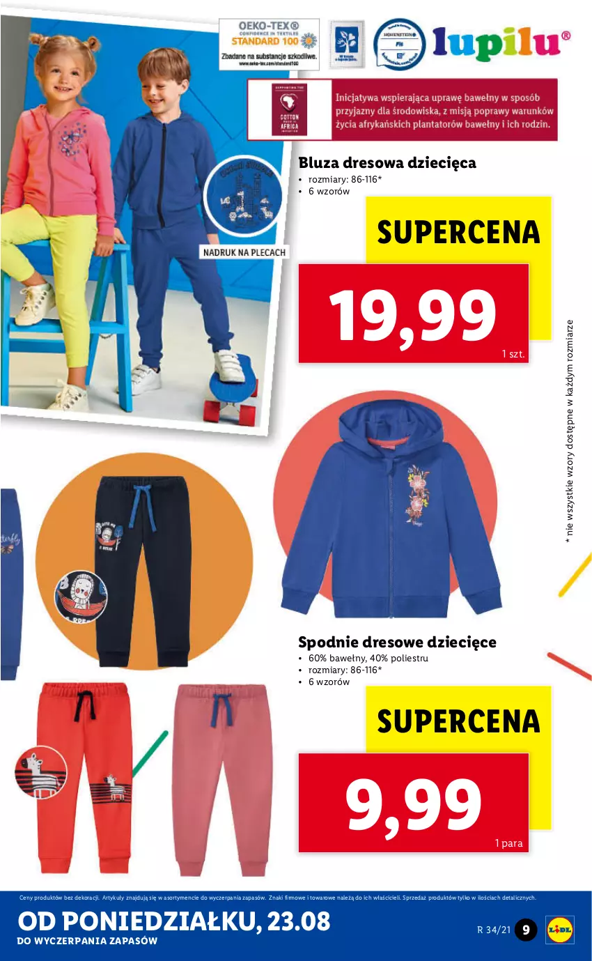 Gazetka promocyjna Lidl - GAZETKA - ważna 23.08 do 29.08.2021 - strona 9 - produkty: Bluza, Bluza dresowa, Dres, Dzieci, Spodnie, Spodnie dresowe