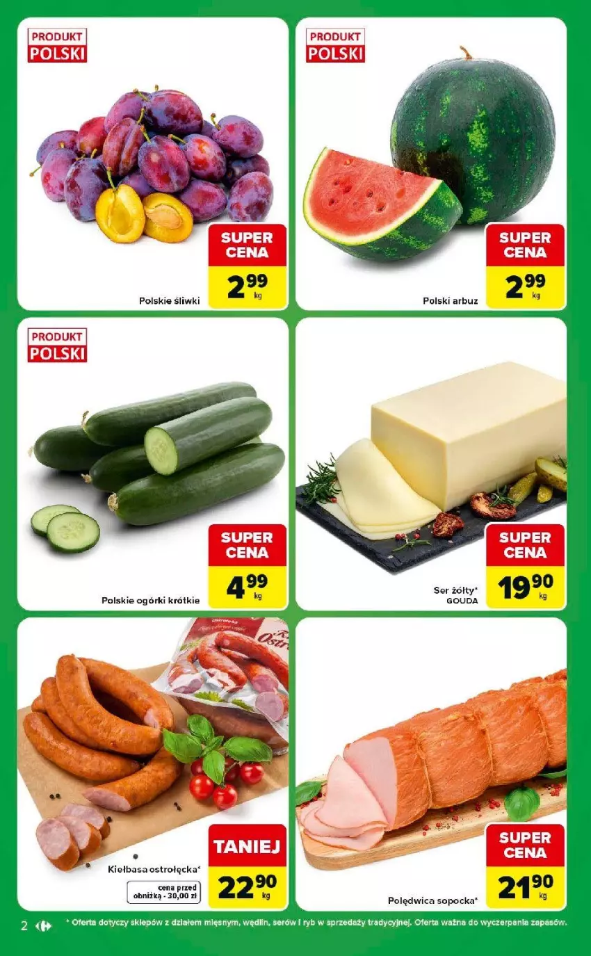 Gazetka promocyjna Carrefour - Gazetka Express w SUMIE eksptrsowe zakupy - ważna 01.09 do 07.09.2026 - strona 2 - produkty: Arbuz, Fa, Kiełbasa, Polędwica, Ser