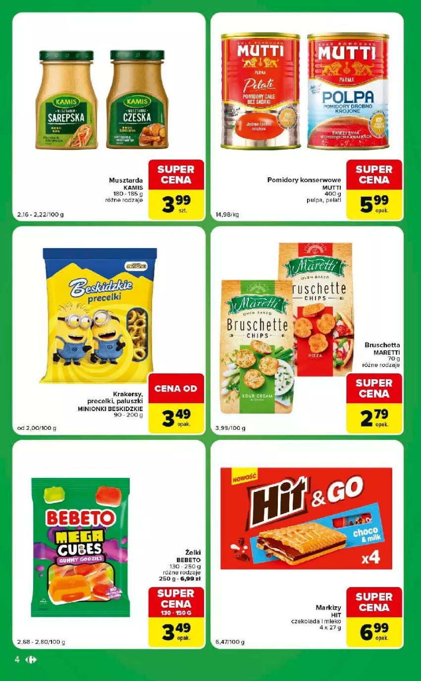 Gazetka promocyjna Carrefour - Gazetka Express w SUMIE eksptrsowe zakupy - ważna 01.09 do 07.09.2026 - strona 4 - produkty: Beskidzki, Czekolada, Kamis, Mleko, Mus, Musztarda, Pomidory, Precelki, Ser, Tarka
