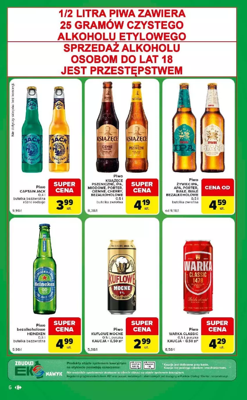 Gazetka promocyjna Carrefour - Gazetka Express w SUMIE eksptrsowe zakupy - ważna 01.09 do 07.09.2026 - strona 6 - produkty: Captain Jack, Heineken, Książęce, Piwa, Piwo, Por, Warka