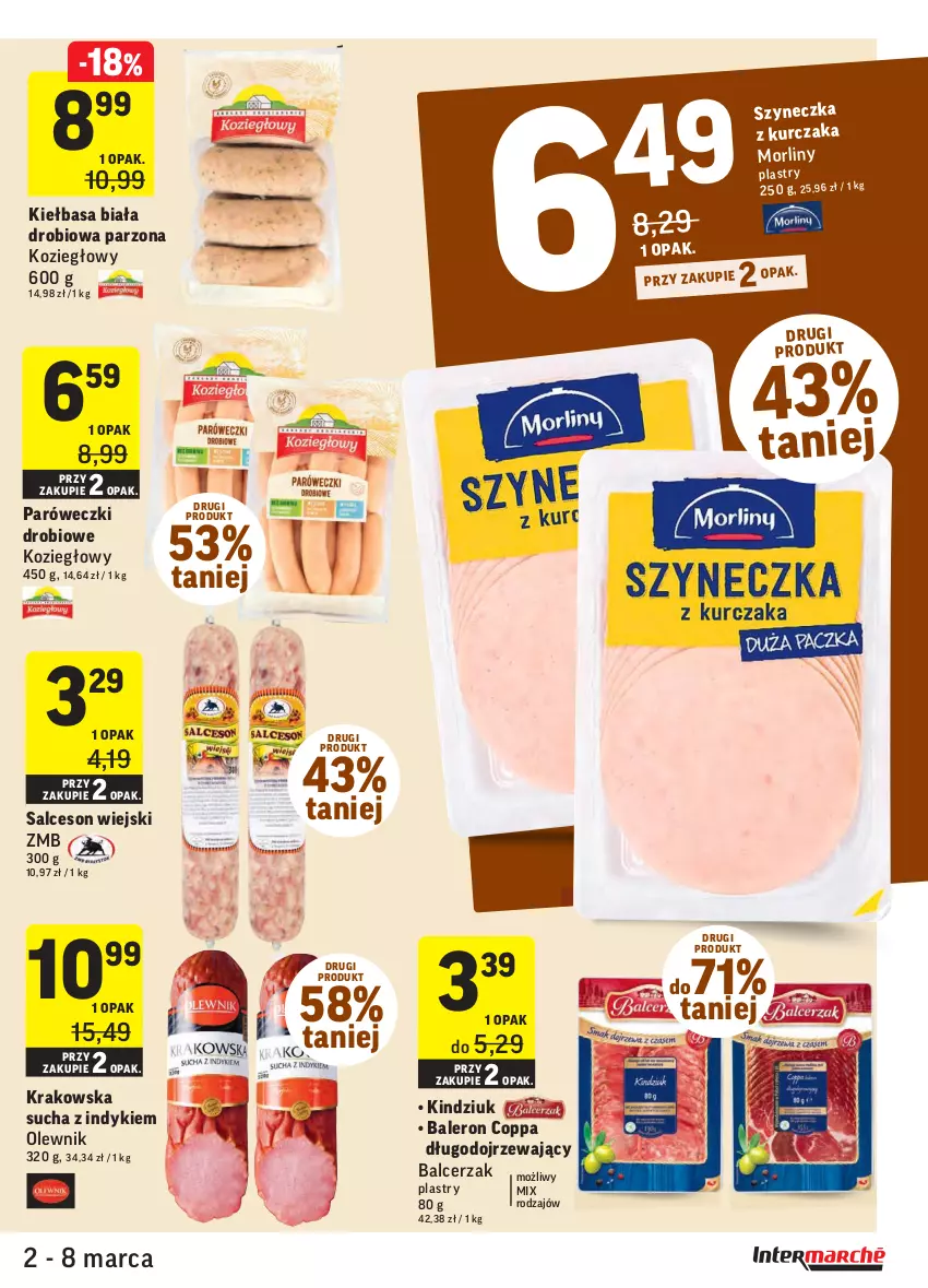 Gazetka promocyjna Intermarche - ważna 02.03 do 08.03.2021 - strona 13 - produkty: Kiełbasa, Kiełbasa biała, Kindziuk, Kurczak, Morliny, Olewnik, Salceson