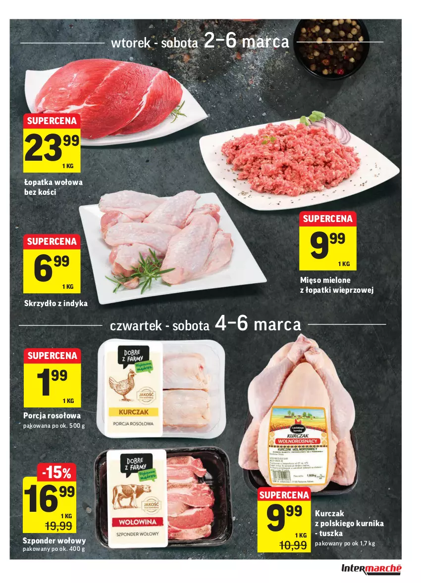 Gazetka promocyjna Intermarche - ważna 02.03 do 08.03.2021 - strona 15 - produkty: Kurczak, Mięso, Mięso mielone, Mięso mielone z łopatki wieprzowej, Por, Szponder wołowy, Tusz