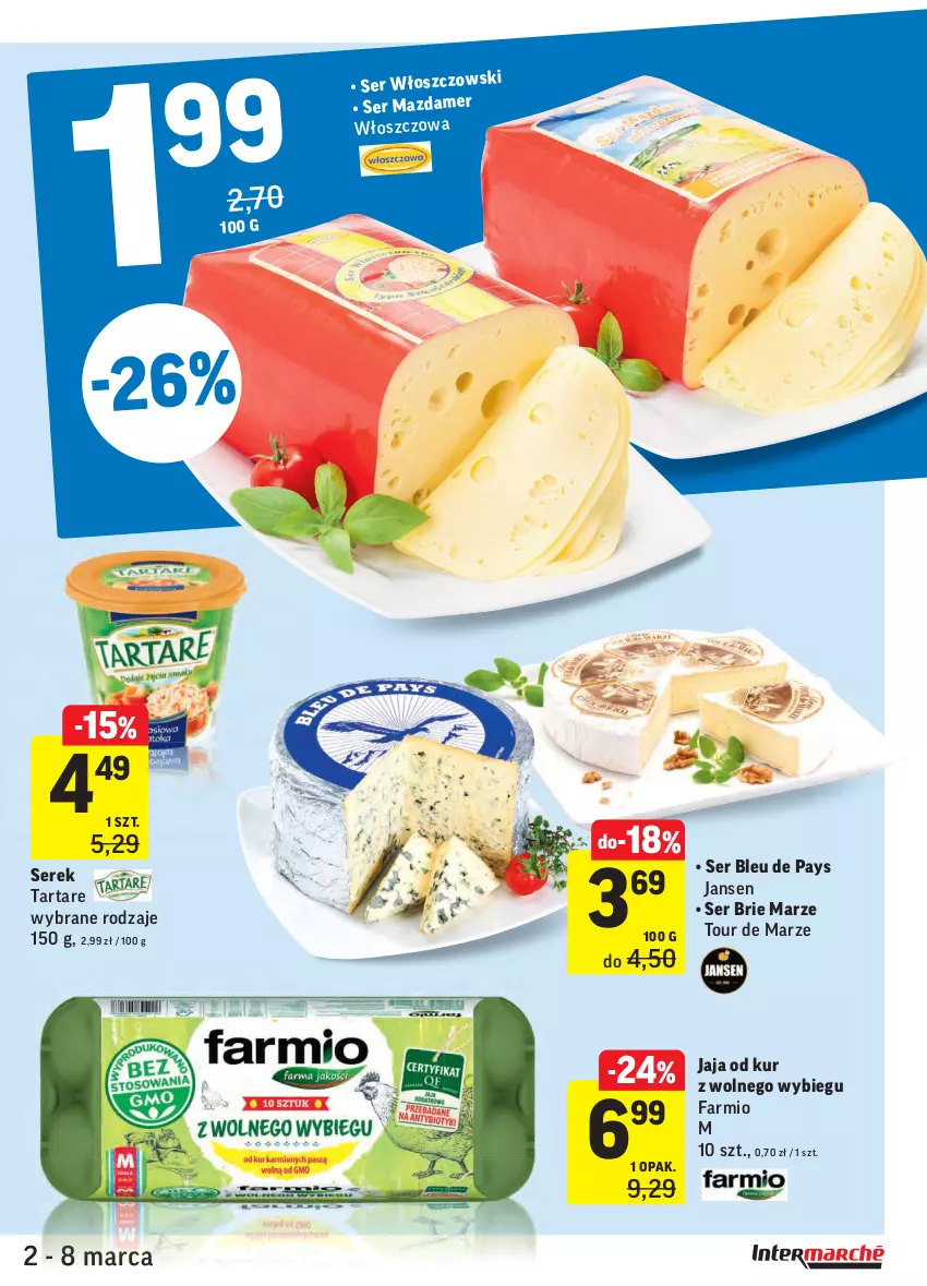 Gazetka promocyjna Intermarche - ważna 02.03 do 08.03.2021 - strona 19 - produkty: Brie, Fa, Jaja, Mazdamer, Ser, Serek, Tarta, Tartare