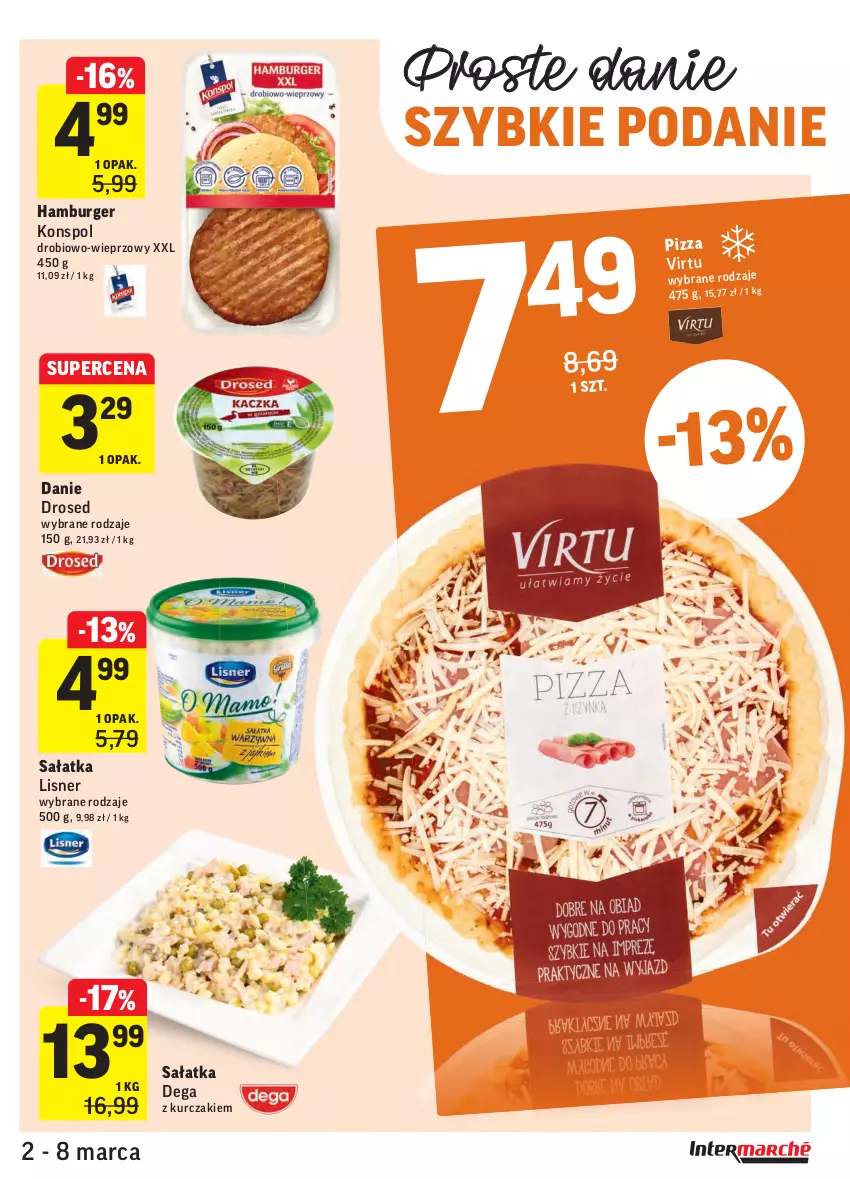 Gazetka promocyjna Intermarche - ważna 02.03 do 08.03.2021 - strona 23 - produkty: Burger, Dega, Hamburger, Kurczak, Lisner, Pizza, Sałat, Sałatka