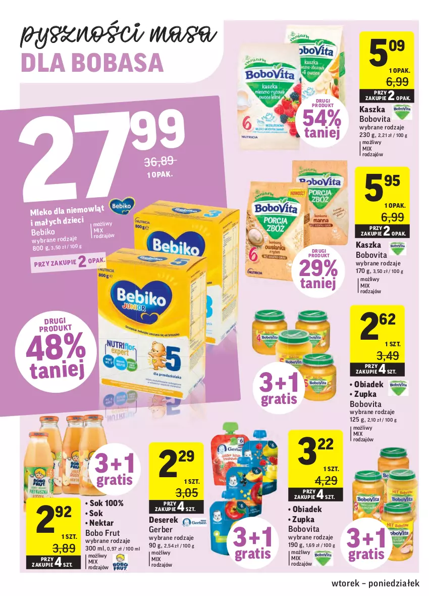 Gazetka promocyjna Intermarche - ważna 02.03 do 08.03.2021 - strona 28 - produkty: Bebiko, BoboVita, Deser, Dzieci, Gerber, Gra, Mleko, Nektar, Ser, Serek, Sok