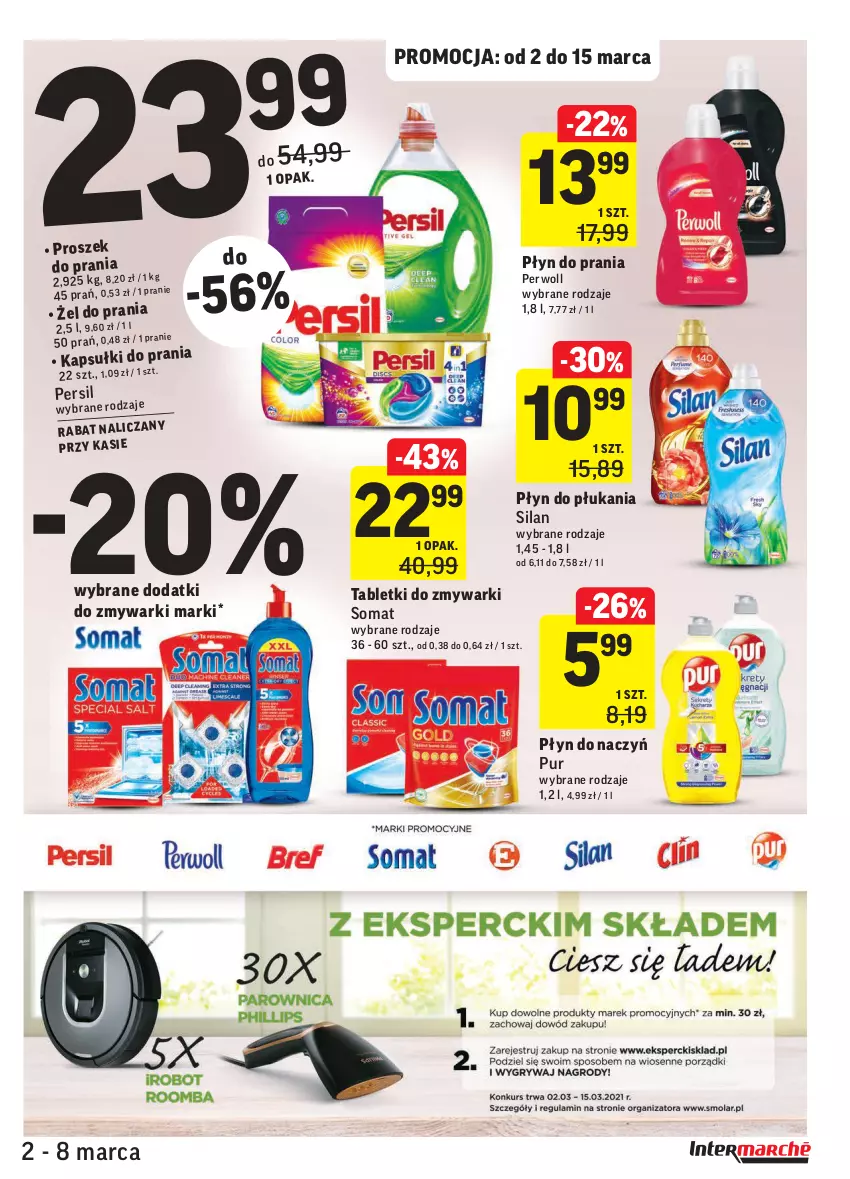 Gazetka promocyjna Intermarche - ważna 02.03 do 08.03.2021 - strona 33 - produkty: Persil, Perwoll, Płyn do płukania, Płyn do prania, Proszek do prania, Pur, Silan, Somat, Tablet, Tabletki do zmywarki, Zmywarki