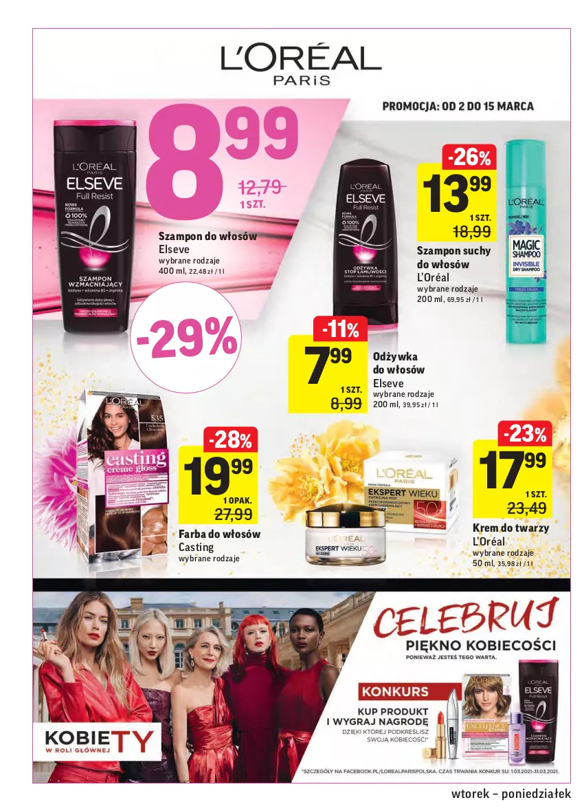 Gazetka promocyjna Intermarche - ważna 02.03 do 08.03.2021 - strona 34 - produkty: Elseve, Fa, Farba do włosów, Krem do twarzy, L’Oréal, Odżywka, Szampon