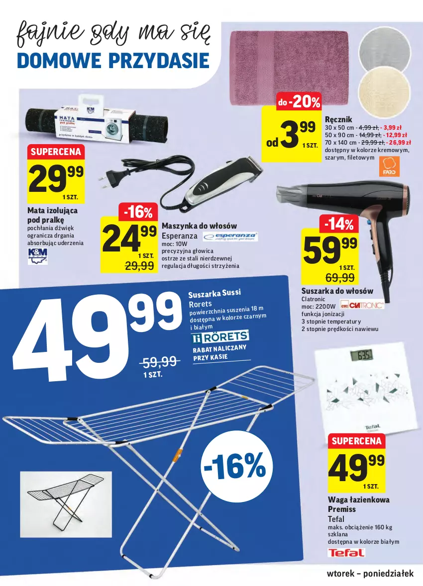 Gazetka promocyjna Intermarche - ważna 02.03 do 08.03.2021 - strona 36 - produkty: Fa, Gra, LANA, Maszynka, Ręcznik, Suszarka, Szynka, Tefal, Top, Waga, Waga łazienkowa