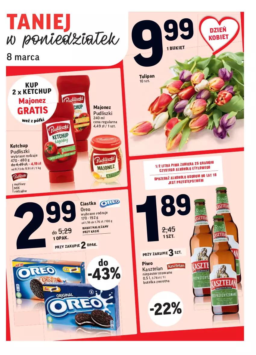 Gazetka promocyjna Intermarche - ważna 02.03 do 08.03.2021 - strona 38 - produkty: Gra, Kasztelan, Ketchup, Majonez, Oreo, Piwo, Pudliszki, Tulipan