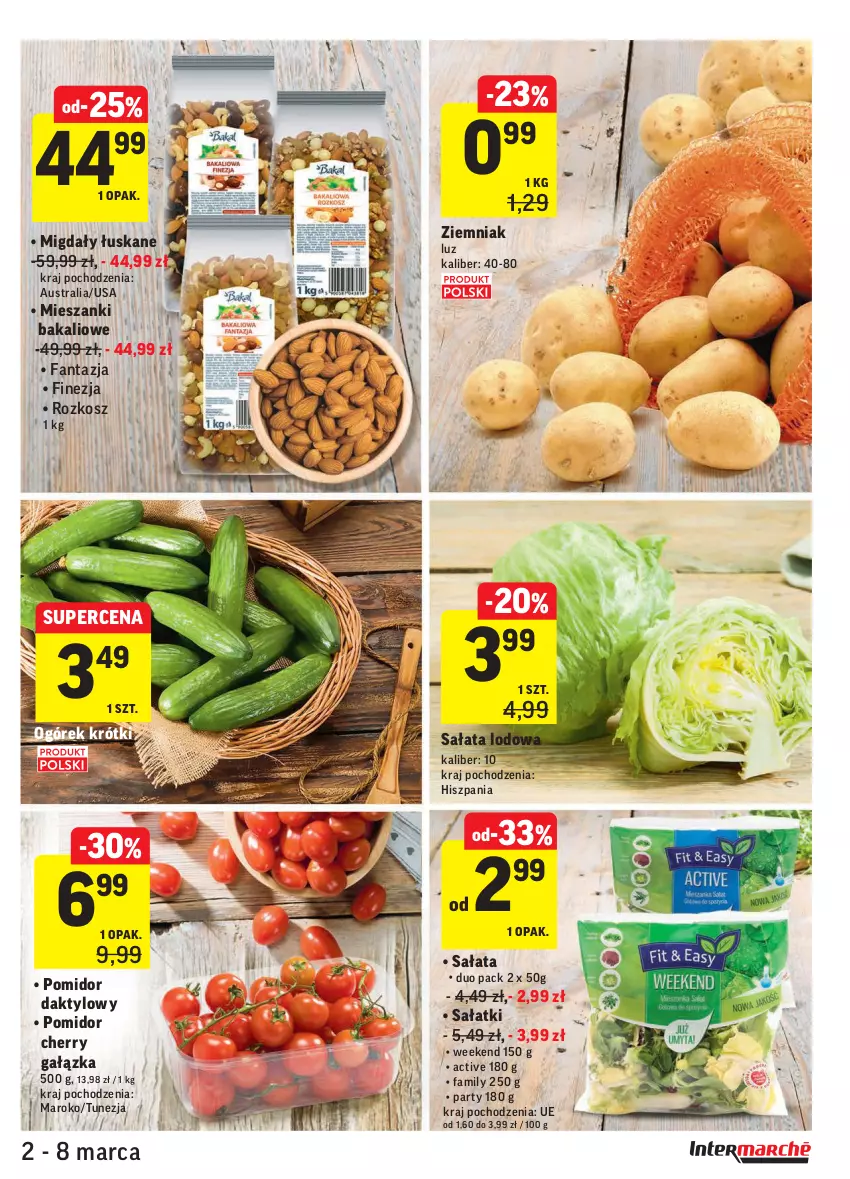 Gazetka promocyjna Intermarche - ważna 02.03 do 08.03.2021 - strona 9 - produkty: Fa, Fanta, Kosz, Migdały, Migdały łuskane, Ogórek, Sałat, Sałata lodowa