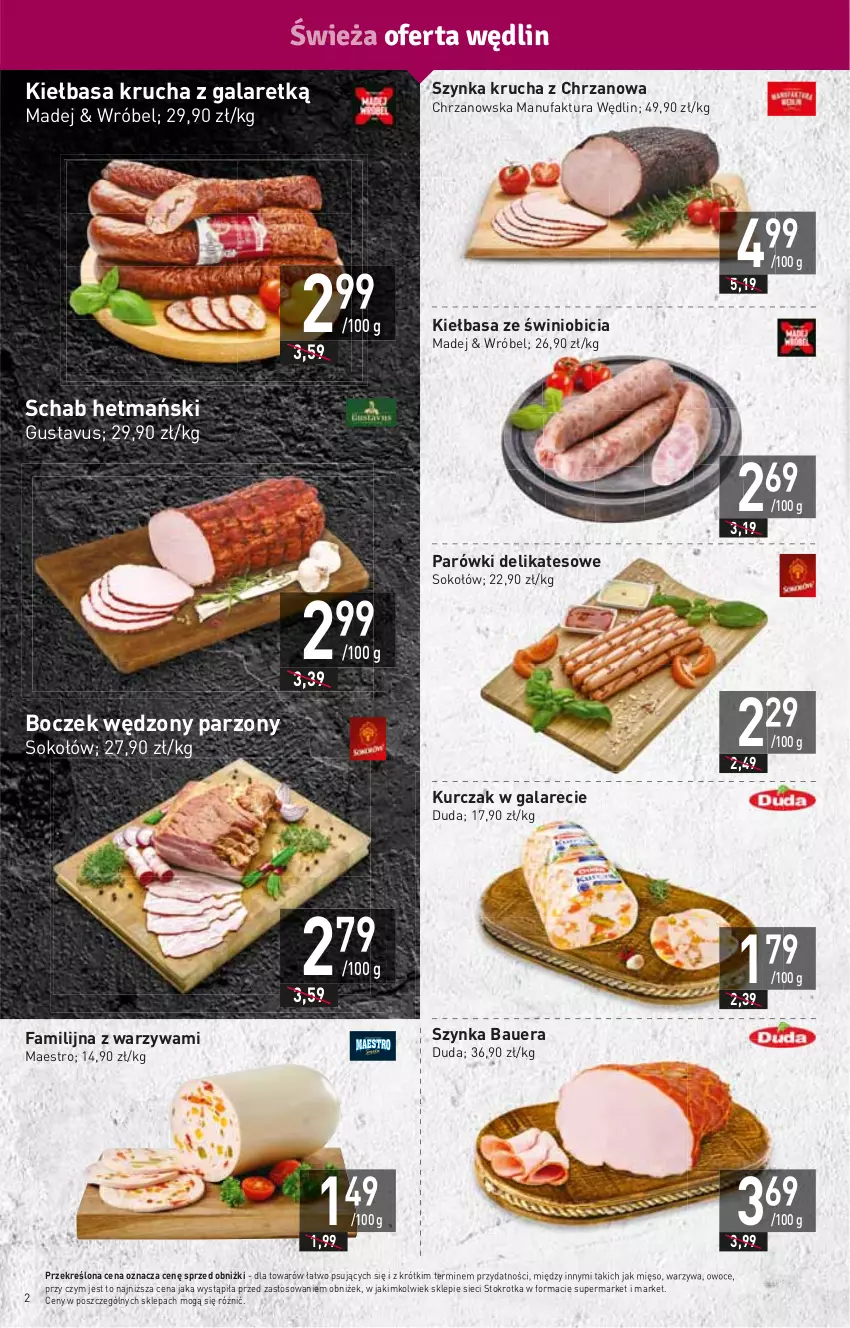 Gazetka promocyjna Stokrotka - Market - ważna 13.07 do 19.07.2023 - strona 2 - produkty: BIC, Boczek, Chrzan, Duda, Fa, Gala, HP, Kiełbasa, Kiełbasa krucha, Kurczak, Mięso, Owoce, Parówki, Sok, Sokołów, Szynka, Warzywa