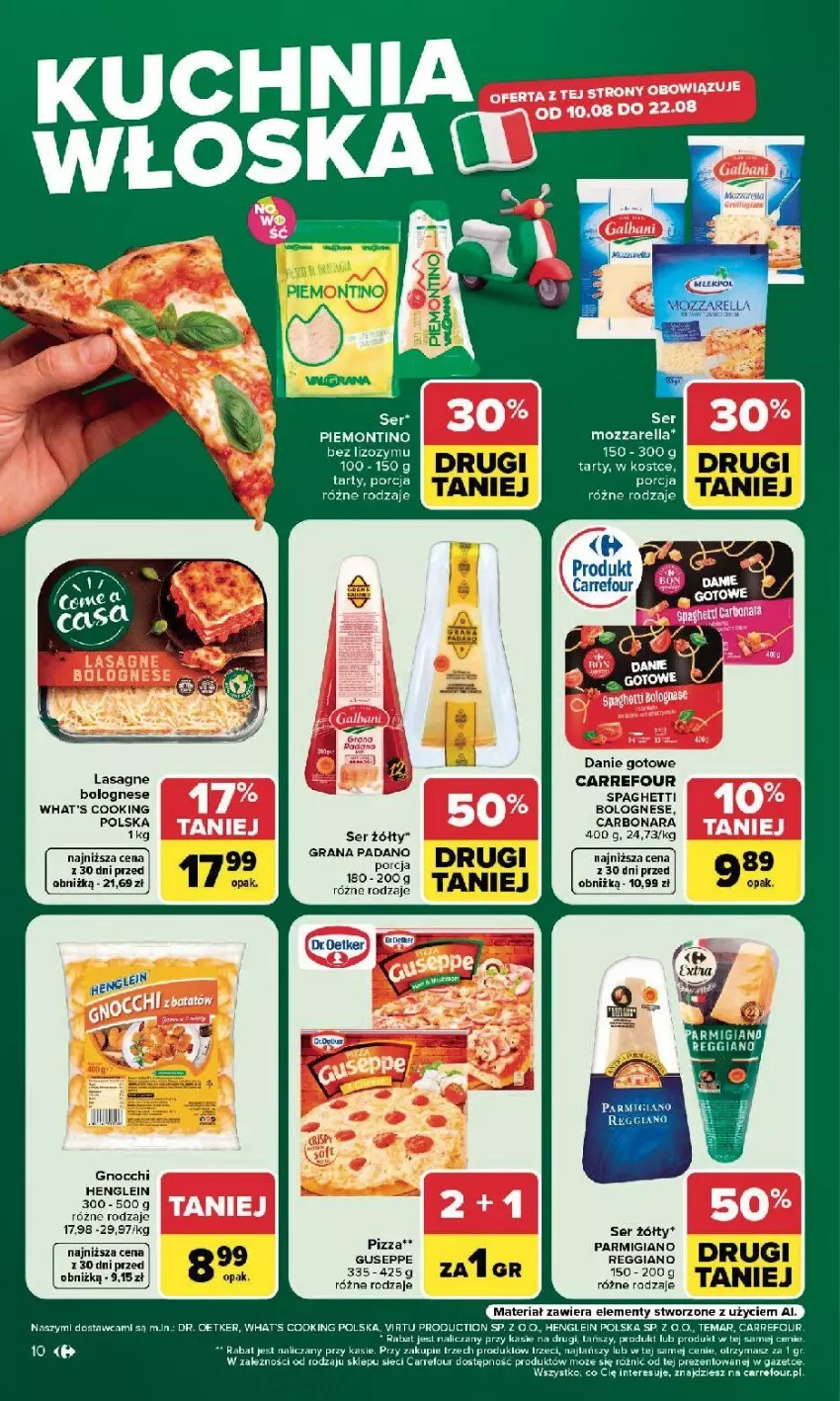 Gazetka promocyjna Carrefour - Gazetka Carrefour, Market w SUMIE najlepszy, od poniedziałku - ważna 10.08 do 14.08.2026 - strona 12 - produkty: Danie gotowe, Dr. Oetker, Fa, Gnocchi, Gra, Mozzarella, Por, Ser, Spaghetti
