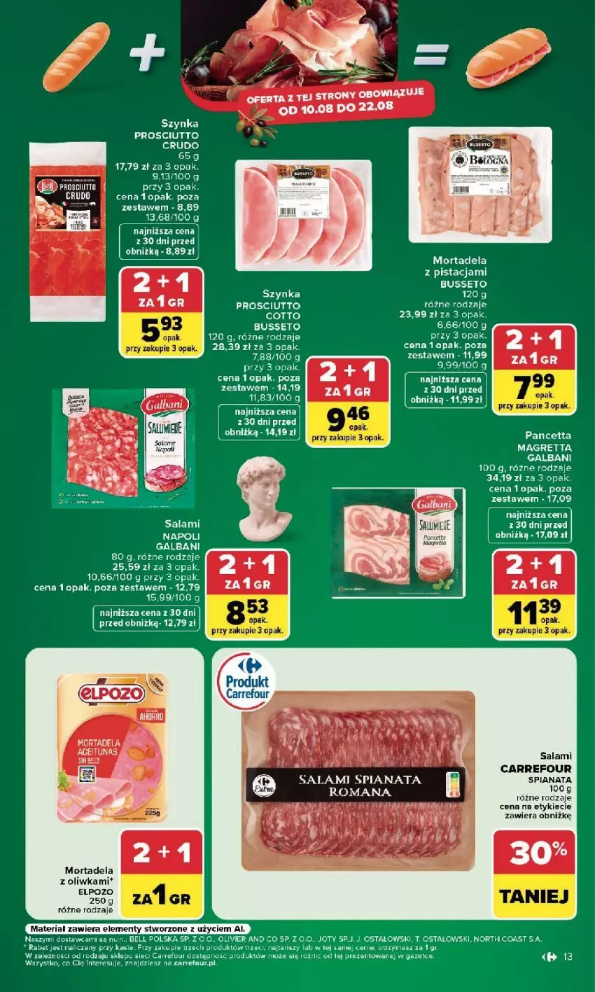 Gazetka promocyjna Carrefour - Gazetka Carrefour, Market w SUMIE najlepszy, od poniedziałku - ważna 10.08 do 14.08.2026 - strona 15 - produkty: Fa, Galbani, Prosciutto, Salami, Szynka