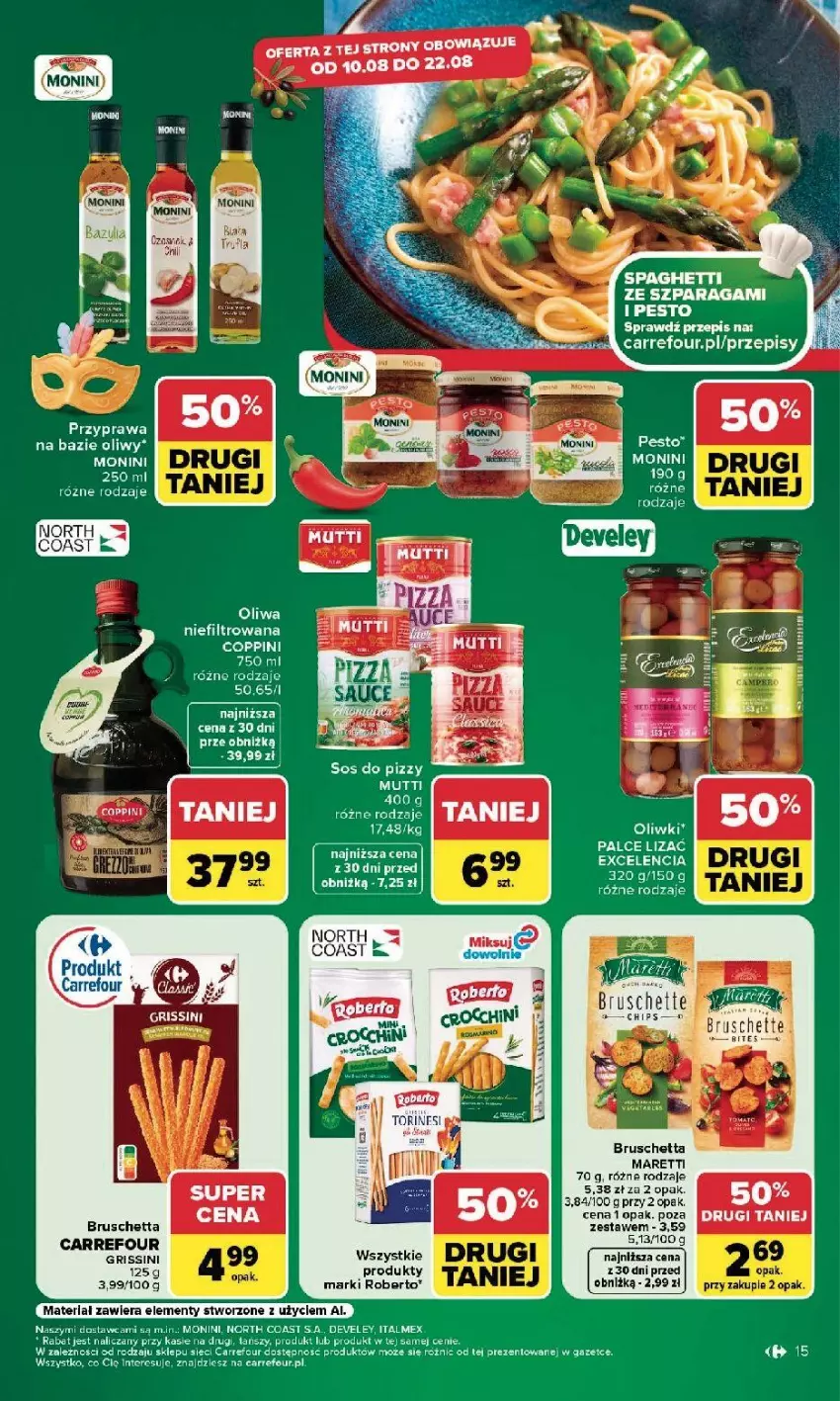 Gazetka promocyjna Carrefour - Gazetka Carrefour, Market w SUMIE najlepszy, od poniedziałku - ważna 10.08 do 14.08.2026 - strona 17 - produkty: Grissini, Monini, Oliwki, Pesto, Sos, Sos do pizzy, Wella
