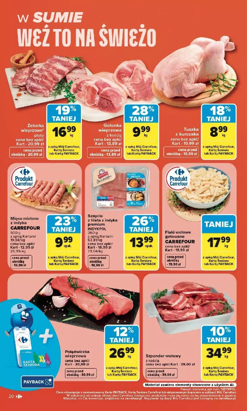 Gazetka promocyjna Carrefour - Gazetka Carrefour, Market w SUMIE najlepszy, od poniedziałku - ważna 10.08 do 14.08.2026 - strona 22 - produkty: Fa, Flaki, Flaki wołowe, Mięso, Mięso mielone, Szponder wołowy