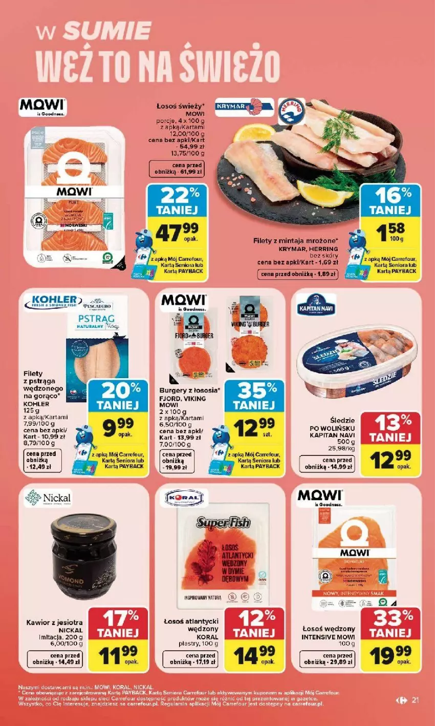 Gazetka promocyjna Carrefour - Gazetka Carrefour, Market w SUMIE najlepszy, od poniedziałku - ważna 10.08 do 14.08.2026 - strona 23 - produkty: Fa, Kawior, Mintaj, Por, Pstrąg, Ser, Sos