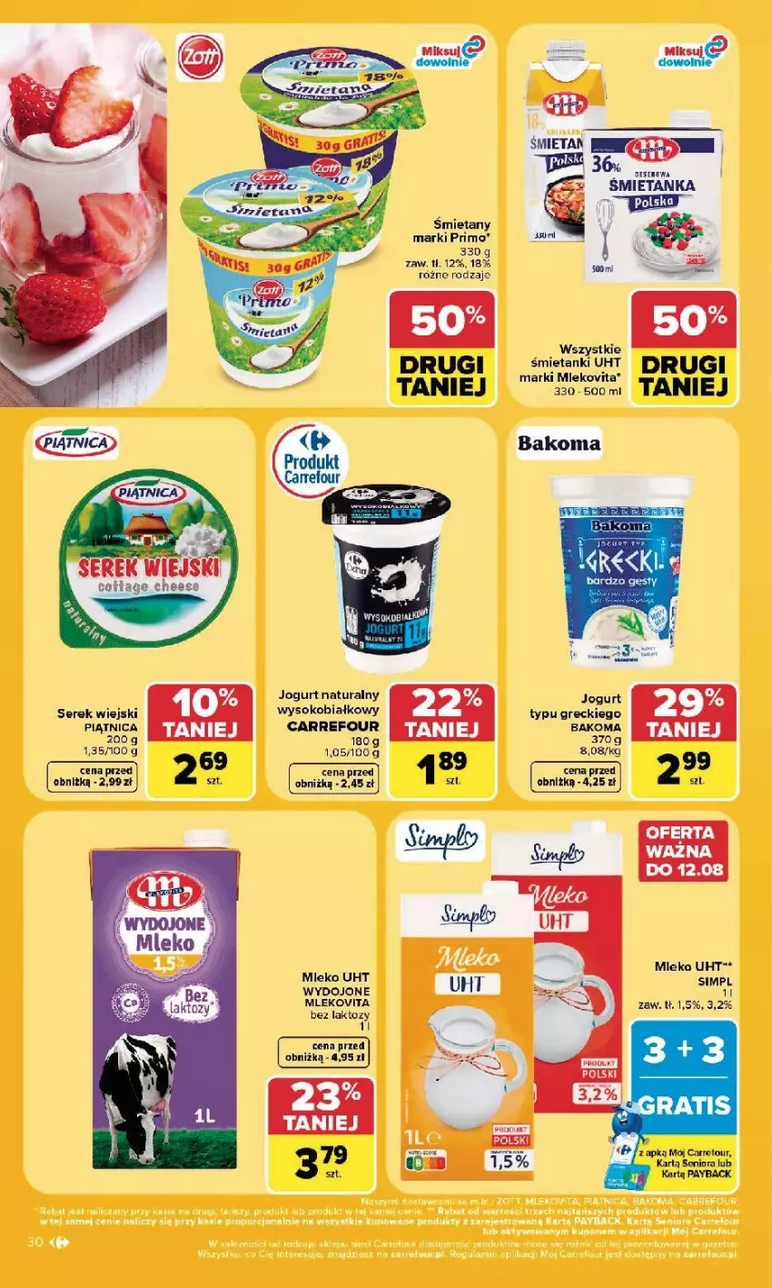 Gazetka promocyjna Carrefour - Gazetka Carrefour, Market w SUMIE najlepszy, od poniedziałku - ważna 10.08 do 14.08.2026 - strona 32 - produkty: Bakoma, Jogurt, Jogurt naturalny, Mleko, Mlekovita, Prima, Ser, Serek, Serek wiejski, Sok