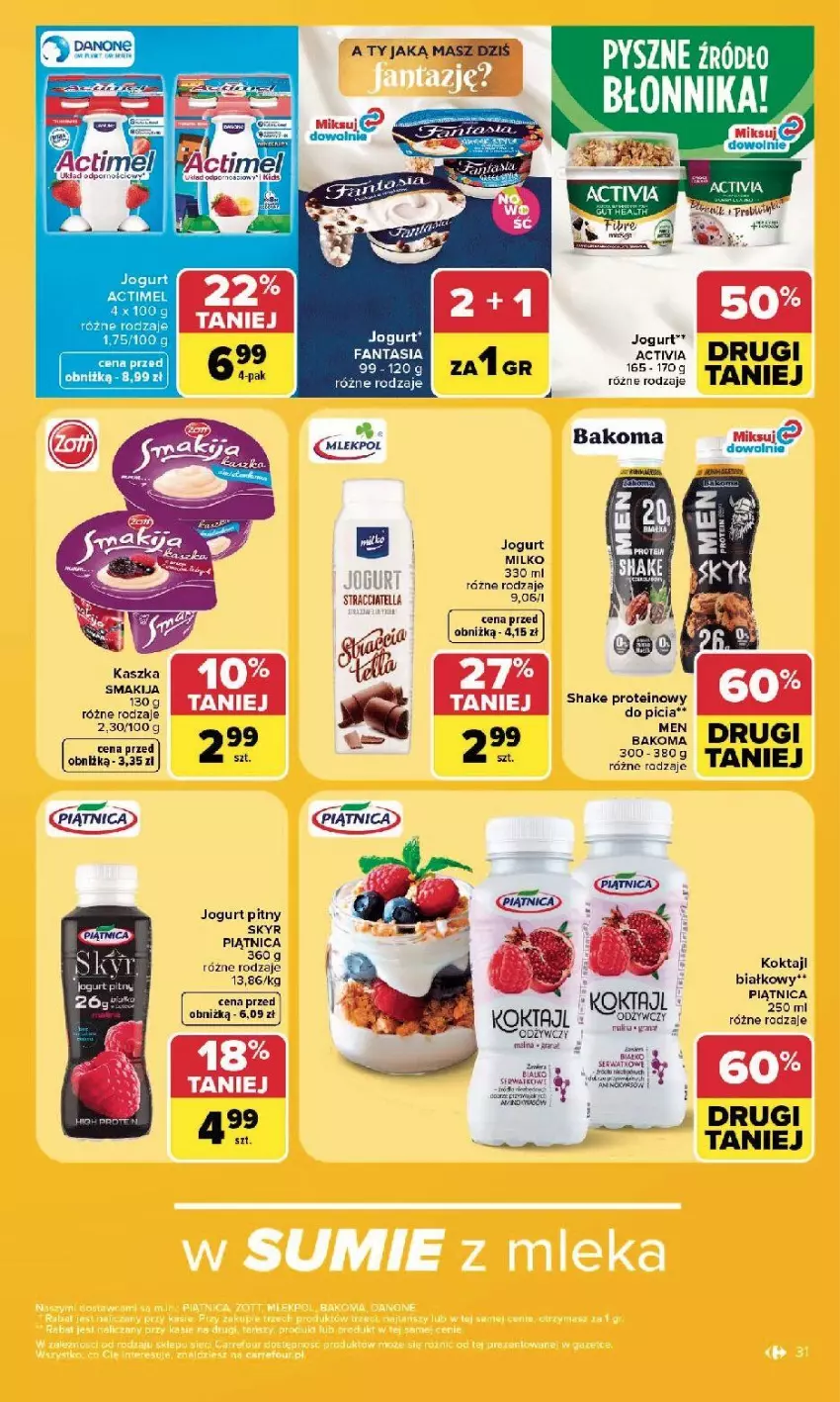 Gazetka promocyjna Carrefour - Gazetka Carrefour, Market w SUMIE najlepszy, od poniedziałku - ważna 10.08 do 14.08.2026 - strona 33 - produkty: Actimel, Bakoma, Fa, Fanta, Jogurt, Jogurt pitny, Piątnica, Smakija