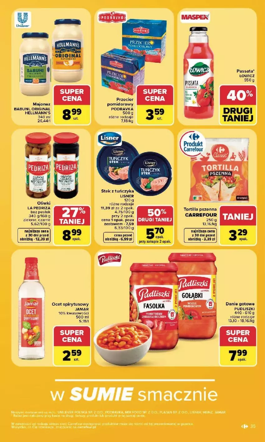 Gazetka promocyjna Carrefour - Gazetka Carrefour, Market w SUMIE najlepszy, od poniedziałku - ważna 10.08 do 14.08.2026 - strona 37 - produkty: Babuni, Danie gotowe, Gin, Lion, Majonez, Ocet, Oliwki, Pudliszki, Stek, STP, Tortilla, Tuńczyk