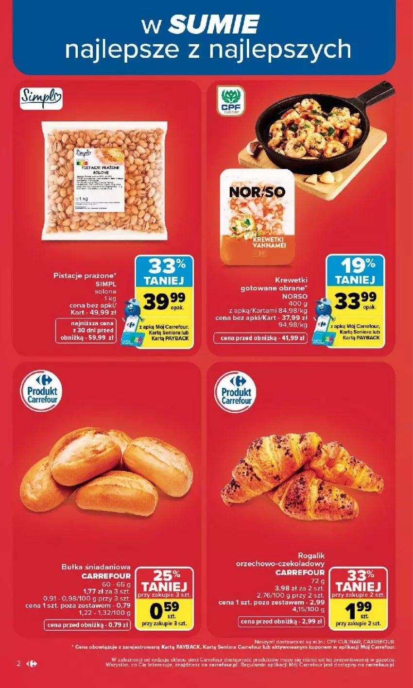 Gazetka promocyjna Carrefour - Gazetka Carrefour, Market w SUMIE najlepszy, od poniedziałku - ważna 10.08 do 14.08.2026 - strona 4 - produkty: Bułka, Danio, Fa, Krewetki, Pistacje, Rogal