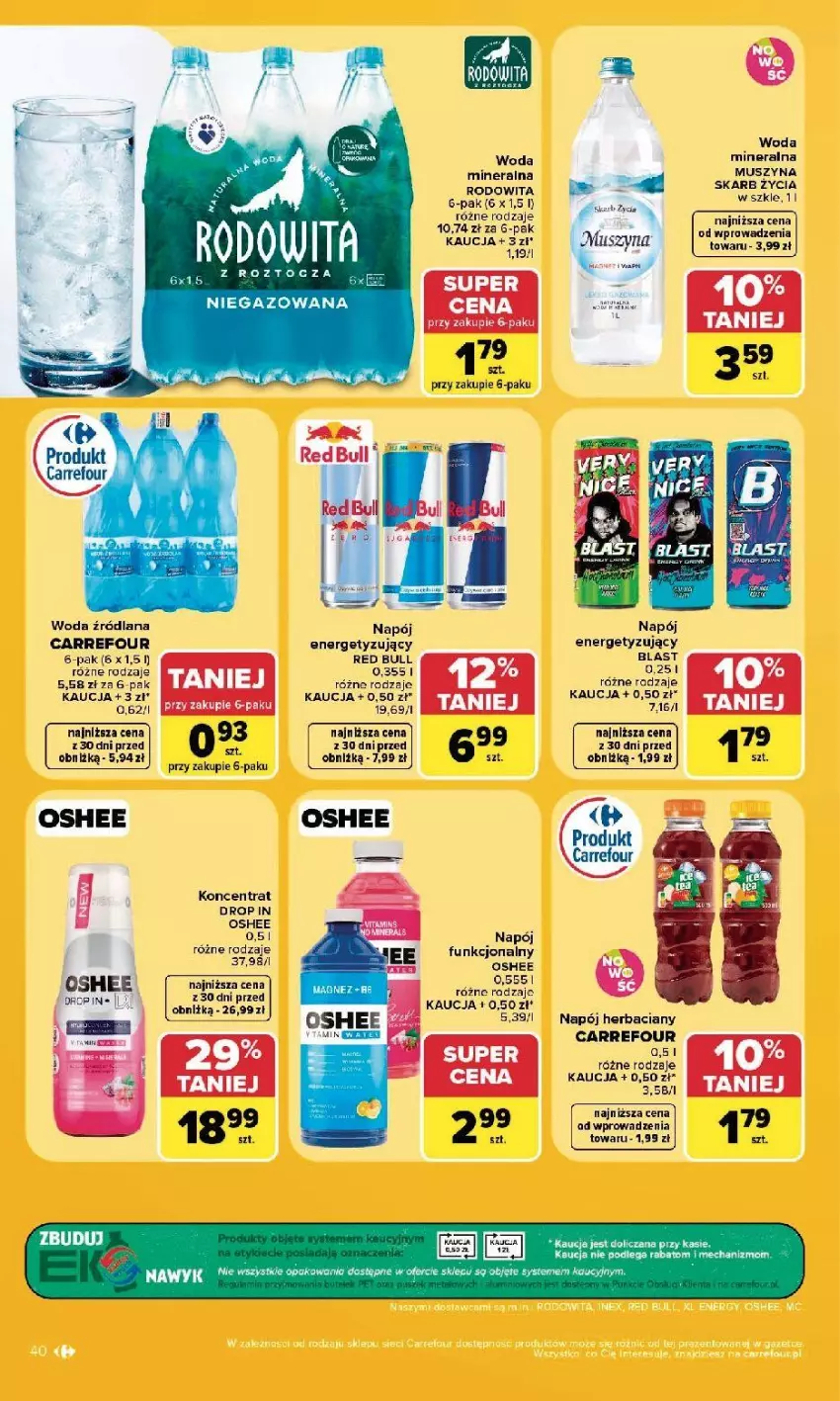 Gazetka promocyjna Carrefour - Gazetka Carrefour, Market w SUMIE najlepszy, od poniedziałku - ważna 10.08 do 14.08.2026 - strona 42 - produkty: LANA, Mus, Napój, Oshee, Red Bull, Ser, Szyna, Woda, Woda mineralna