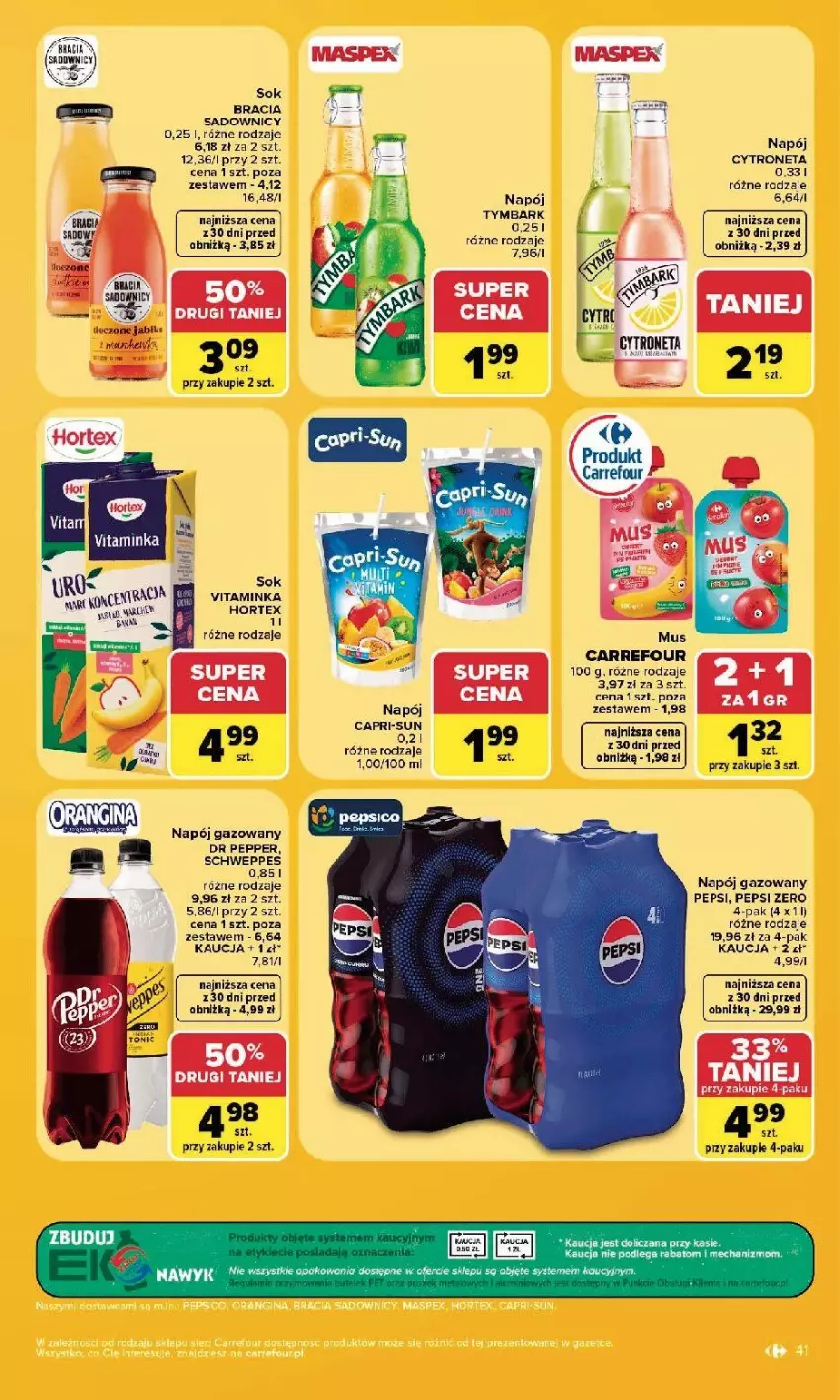 Gazetka promocyjna Carrefour - Gazetka Carrefour, Market w SUMIE najlepszy, od poniedziałku - ważna 10.08 do 14.08.2026 - strona 43 - produkty: Inka, Napój, Napój gazowany, Pepsi, Por, Sok, Tymbark