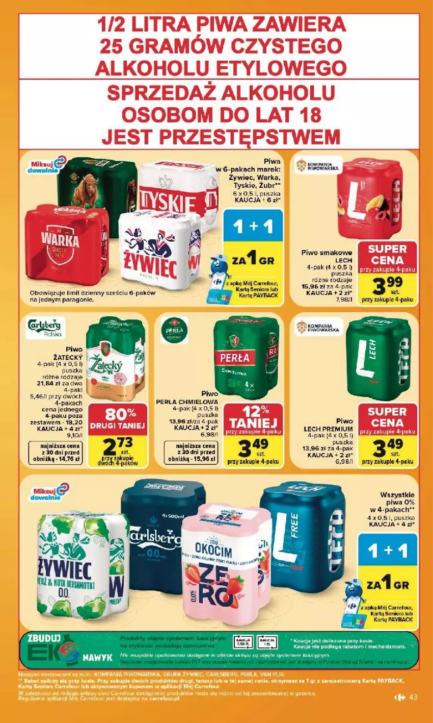 Gazetka promocyjna Carrefour - Gazetka Carrefour, Market w SUMIE najlepszy, od poniedziałku - ważna 10.08 do 14.08.2026 - strona 45 - produkty: Fa, Lech Premium, LG, Perła, Piwa, Piwo, Tyskie, Warka