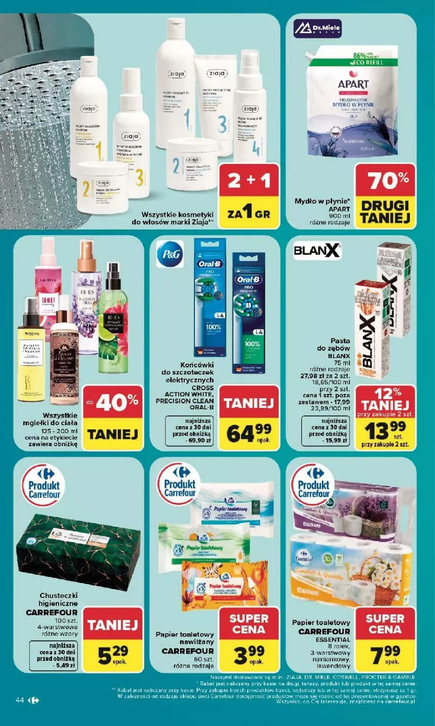Gazetka promocyjna Carrefour - Gazetka Carrefour, Market w SUMIE najlepszy, od poniedziałku - ważna 10.08 do 14.08.2026 - strona 46 - produkty: Chusteczki, Fa, HP, Mydło, Mydło w płynie, Papier, Papier toaletowy, Pasta do zębów, Rum, Ziaja