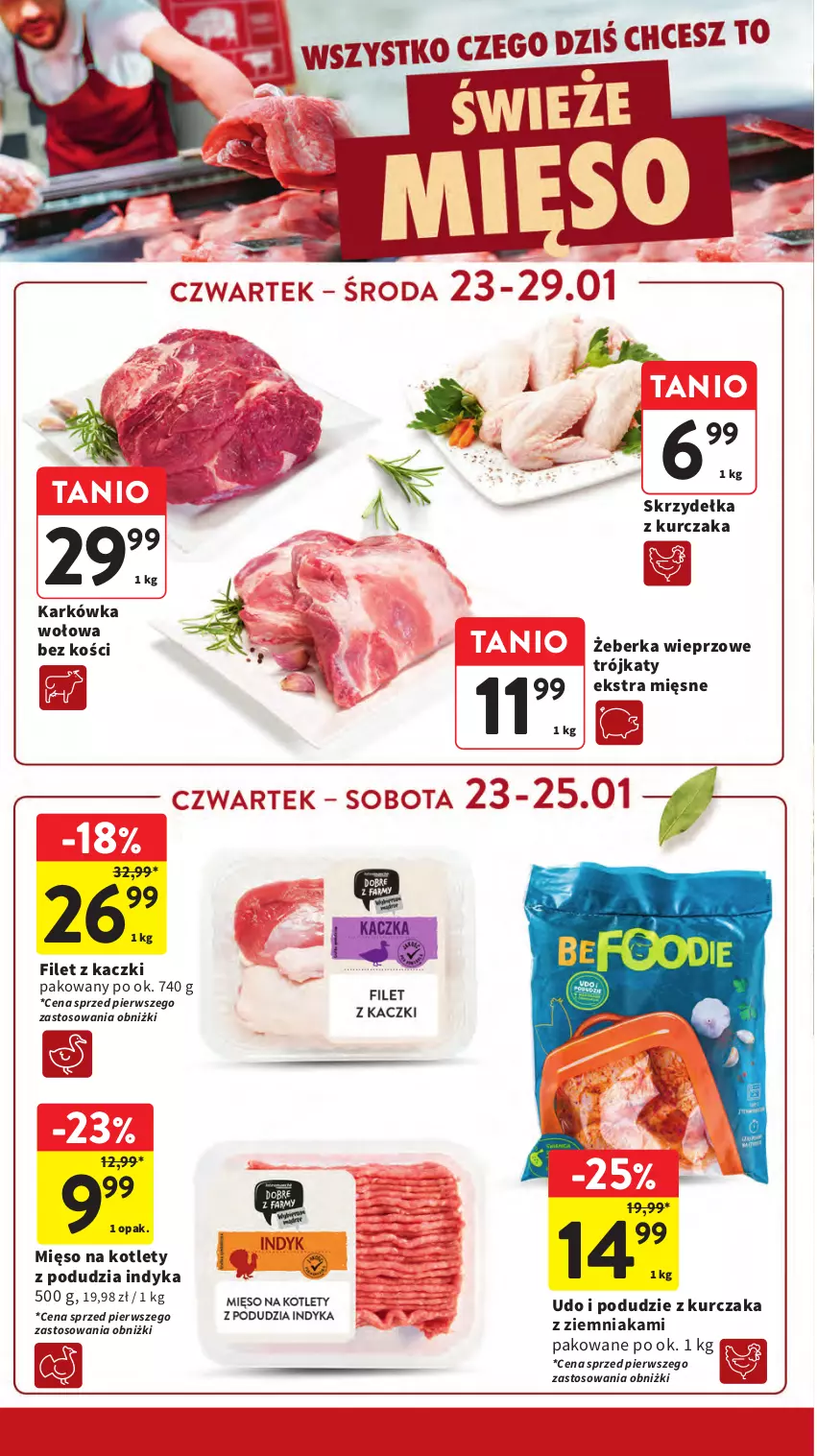 Gazetka promocyjna Intermarche - Gazetka promocyjna - ważna 23.01 do 29.01.2025 - strona 10 - produkty: Kotlet, Kurczak, Mięso, Podudzie z kurczaka, Skrzydełka z kurczaka