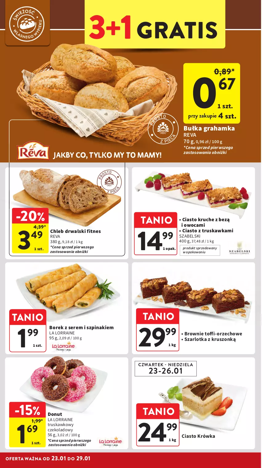 Gazetka promocyjna Intermarche - Gazetka promocyjna - ważna 23.01 do 29.01.2025 - strona 18 - produkty: Brownie, Bułka, Bułka grahamka, Chleb, Donut, Gra, Ser, Szarlotka, Szpinak