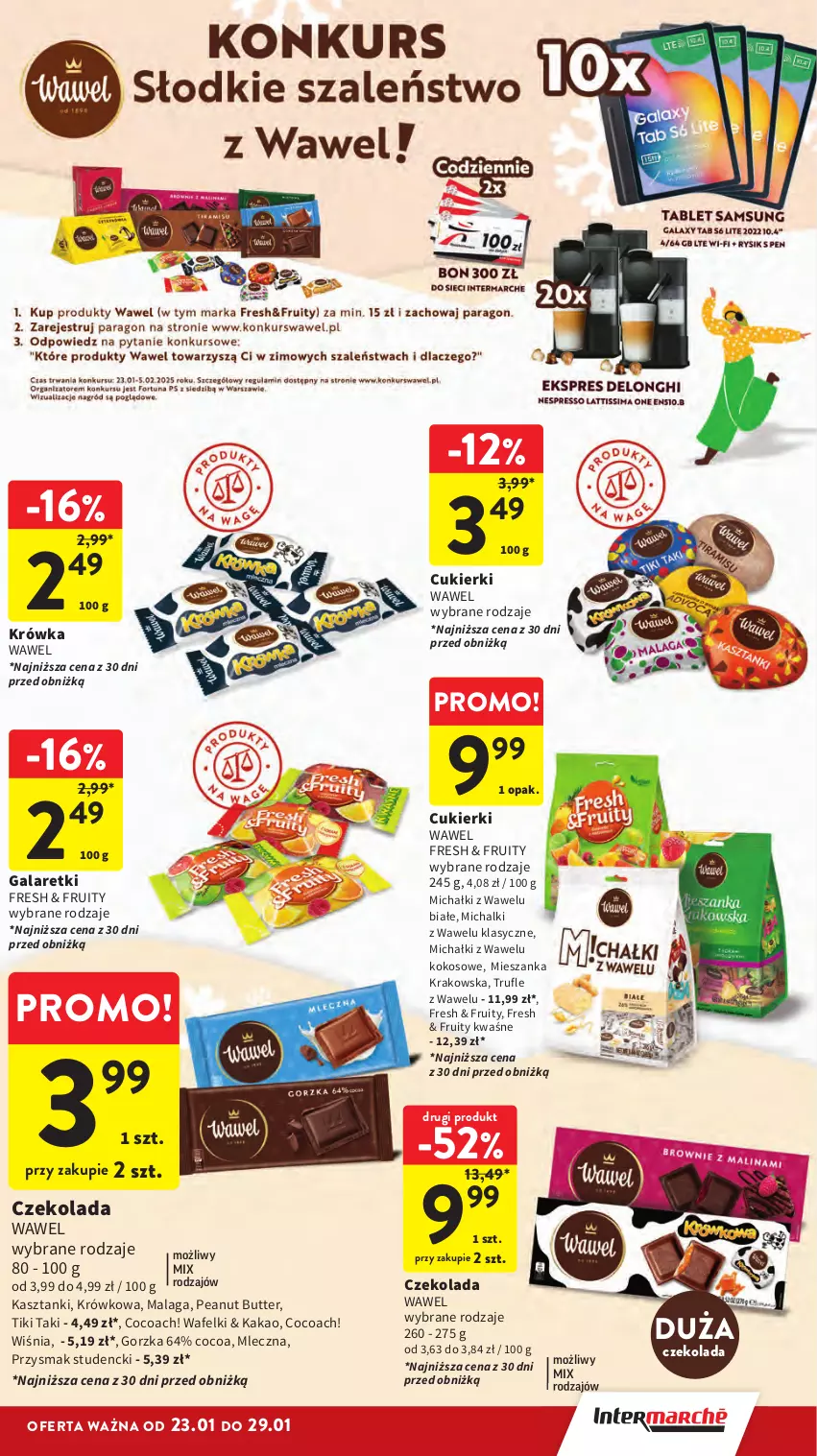 Gazetka promocyjna Intermarche - Gazetka promocyjna - ważna 23.01 do 29.01.2025 - strona 19 - produkty: Cukier, Cukierki, Czekolada, Gala, Galaretki, Kakao, Kokos, Michałki, Wawel