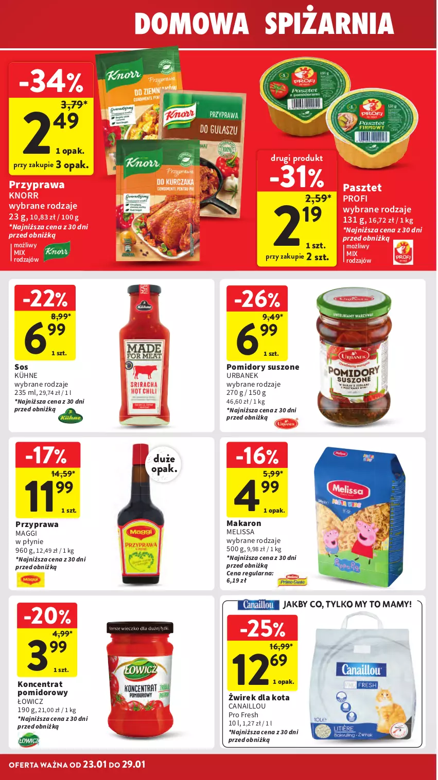 Gazetka promocyjna Intermarche - Gazetka promocyjna - ważna 23.01 do 29.01.2025 - strona 24 - produkty: Canaillou, Knorr, Koncentrat pomidorowy, Maggi, Makaron, Pasztet, Pomidory, Sos